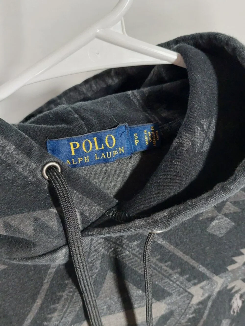 Polo Ralph Lauren Mens Small, Black Aztec Hoodie Sweatshirt, Navajo Southwestern